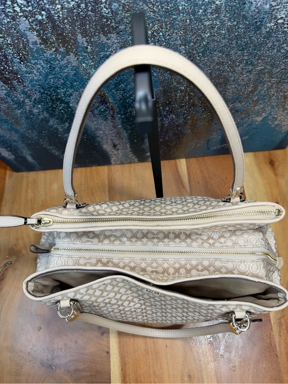 Coach 2013 Soft Glam Op Art Pearlescent Carryall Bag EUC